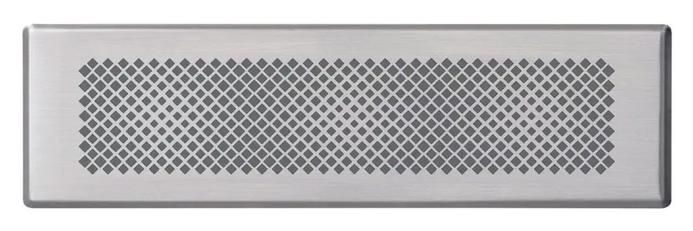 Rechteckige Abdeckblende aus Edelstahl mit einem gepunkteten Muster, geeignet für Vaillant Systeme, zur optischen Abdeckung von Installationen oder Leitungen.